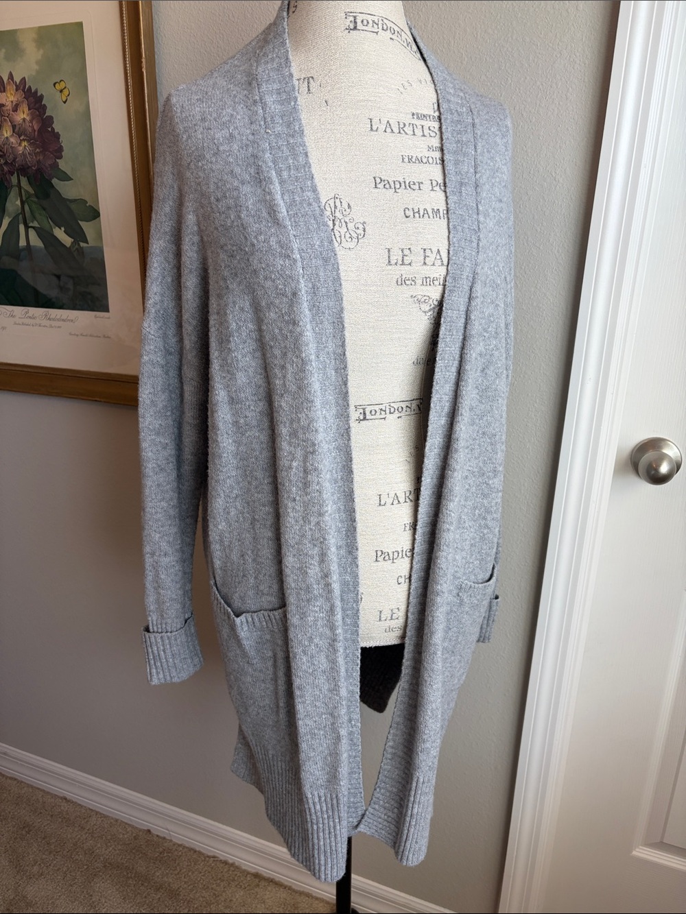 ruby moon Heather Gray Open-Front Pocketed Cardigan